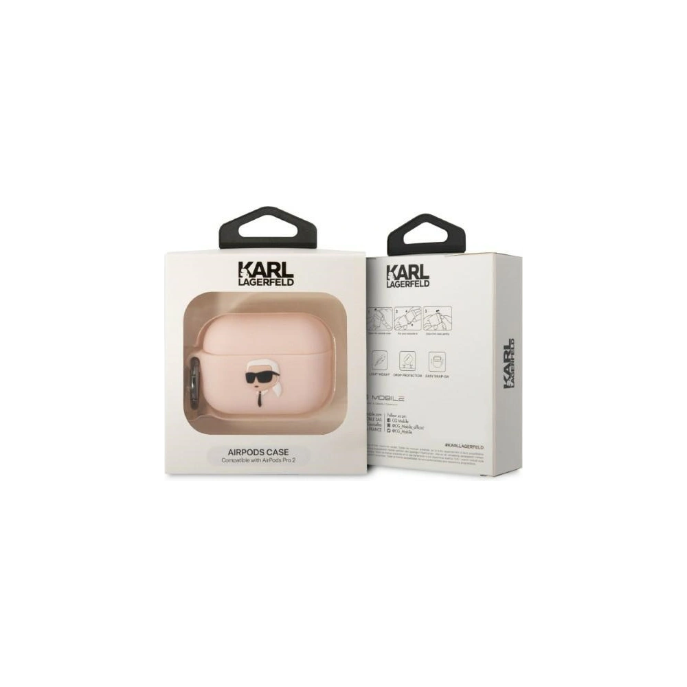 Hurtownia GSM - Etui Karl Lagerfeld KLAP2RUNIKP Apple AirPods Pro 2 tok rózsaszín/színű szilikon Karl fej 3D - KLD1414 - {ean13} - Hurt