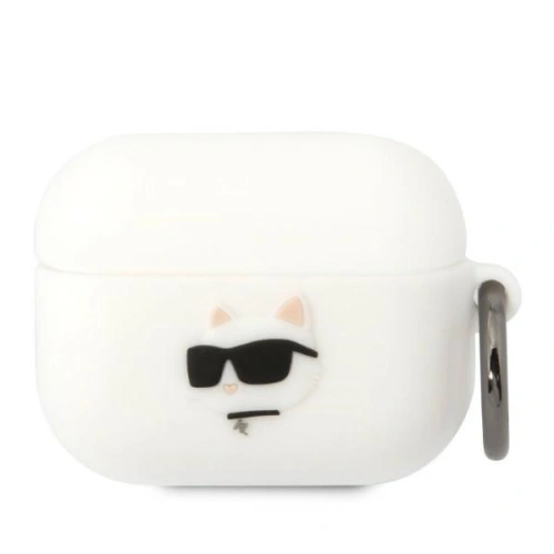 Etui Karl Lagerfeld KLAPRUNCHH Apple AirPods Pro cover biały/white Silicone Choupette Head 3D