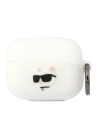 Etui Karl Lagerfeld KLAPRUNCHH Apple AirPods Pro kryt bílý/white silikon Choupette Head 3D