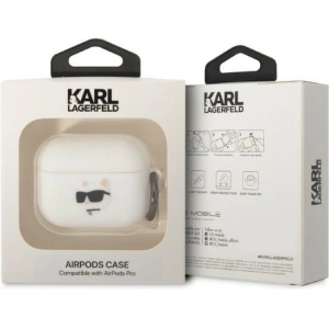 Etui Karl Lagerfeld KLAPRUNCHH Apple AirPods Pro cover biały/white Silicone Choupette Head 3D
