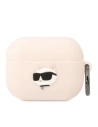 Etui Karl Lagerfeld KLAPRUNCHP Apple AirPods Pro kryt růžový/pink silikon Choupette hlava 3D