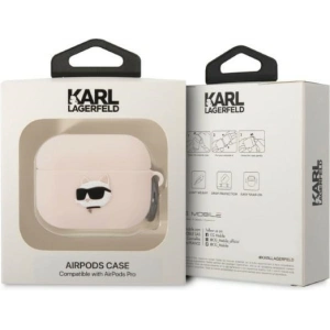 Etui Karl Lagerfeld KLAPRUNCHP Apple AirPods Pro cover różowy/pink Silicone Choupette Head 3D