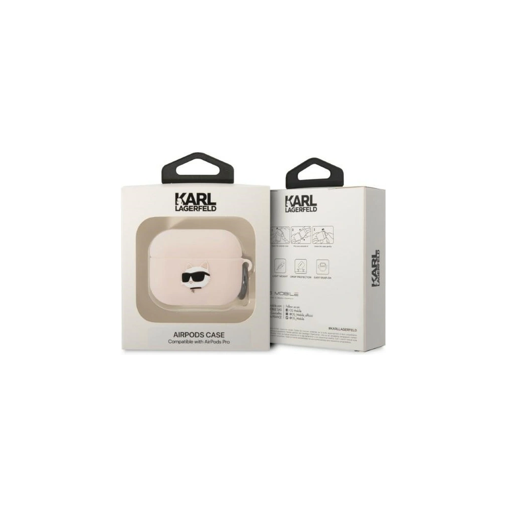 Hurtownia GSM - Etui Karl Lagerfeld KLAPRUNCHP Apple AirPods Pro kryt růžový/pink silikon Choupette hlava 3D - KLD1417 - {ean13} - Hurt