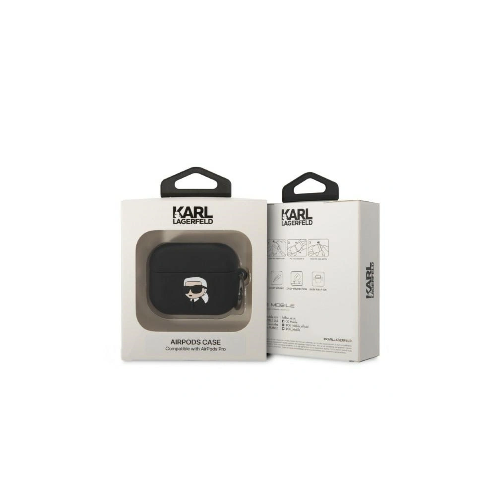 Hurtownia GSM - Etui Karl Lagerfeld KLAPRUNIKK Apple AirPods Pro kryt černý/black silikon Karl Head 3D - KLD1418 - {ean13} - Hurt
