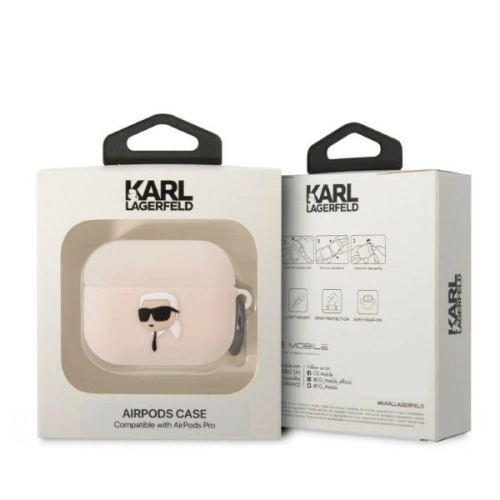 Etui Karl Lagerfeld KLAPRUNIKP Apple AirPods Pro cover różowy/pink Silicone Karl Head 3D