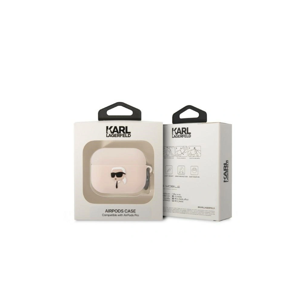 Hurtownia GSM - Etui Karl Lagerfeld KLAPRUNIKP Apple AirPods Pro obal růžový/pink silikon Karl Head 3D - KLD1419 - {ean13} - Hurt