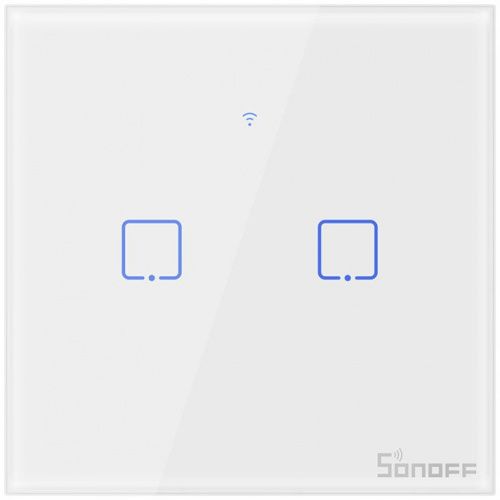 Sonoff Distributor - 6920075725513 - SNF40 - Touch light switch WiFi Sonoff T0 EU TX (2-channel) white - B2B homescreen