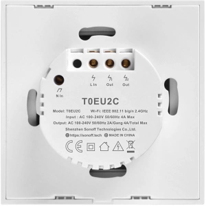 Wholesale Touch light switch WiFi Sonoff T0 EU TX (2-channel) white - SNF40 - {ean13} - Hurt