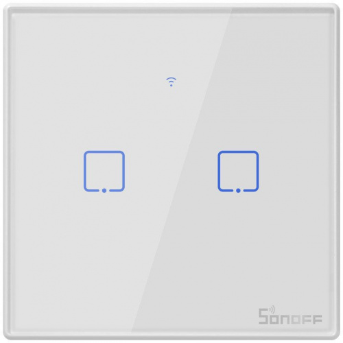 Sonoff Distributor - 6920075727517 - SNF44 - Touch light switch WiFi + RF 433 Sonoff T2 EU TX (2-channel) white - B2B homescreen