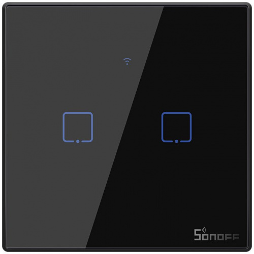 Sonoff Distributor - 6920075727616 - SNF46 - Touch light switch WiFi + RF 433 Sonoff T3 EU TX (2-channel) black - B2B homescreen