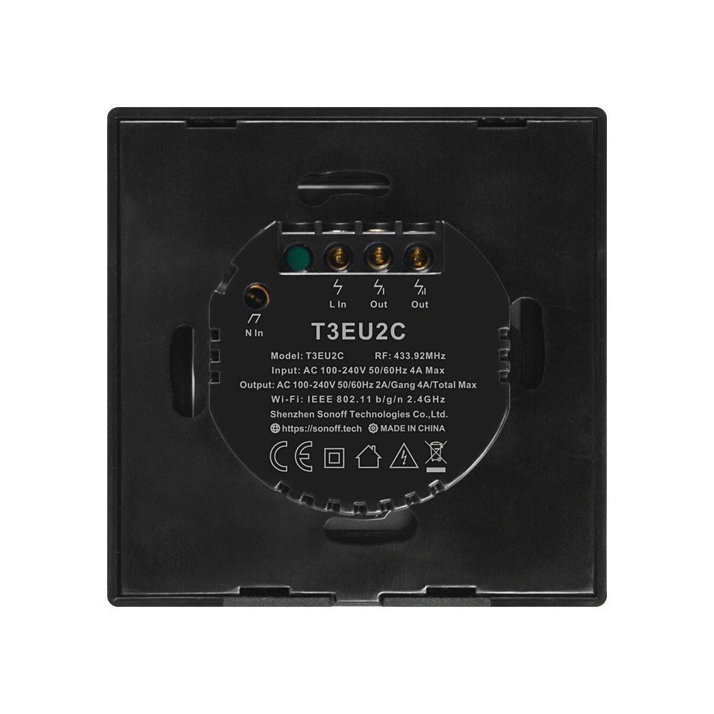 Hurtownia GSM - Érintésérzékelős WiFi + RF 433 fénykapcsoló Sonoff T3 EU TX (2-csatornás) - SNF46 - {ean13} - Hurt