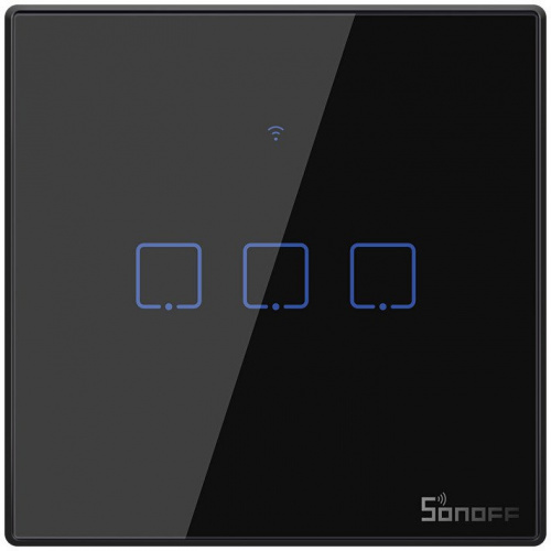 Sonoff Distributor - 6920075727319 - SNF47 - Touch light switch WiFi + RF 433 Sonoff T3 EU TX (3-channel) black - B2B homescreen