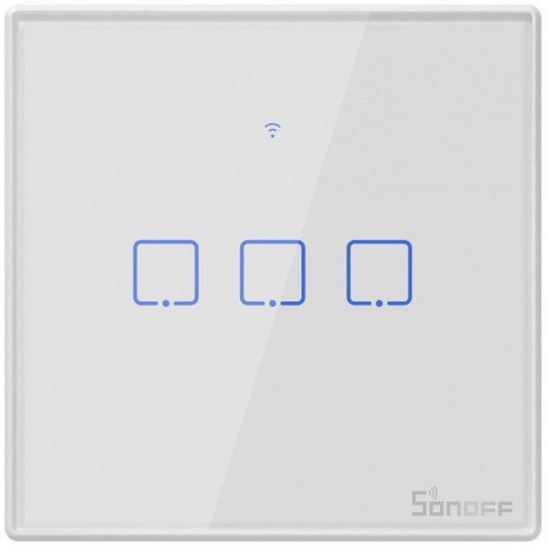 Sonoff Distributor - 6920075727715 - SNF48 - Touch light switch WiFi + RF 433 Sonoff T2 EU TX (3-channel) white - B2B homescreen
