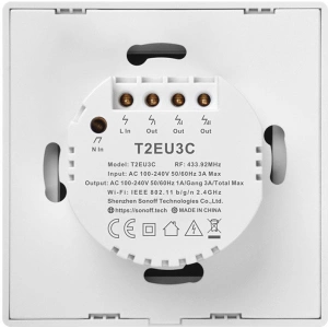 Hurtownia GSM - Dotykový spínač světla WiFi + RF 433 Sonoff T2 EU TX (3-kanálový) - SNF48 - {ean13} - Hurt