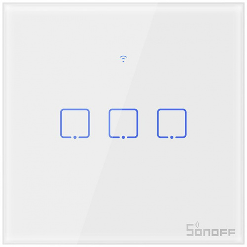 Sonoff Distributor - 6920075725322 - SNF49 - Touch light switch WiFi + RF 433 Sonoff T1 EU TX (3-channel) white - B2B homescreen