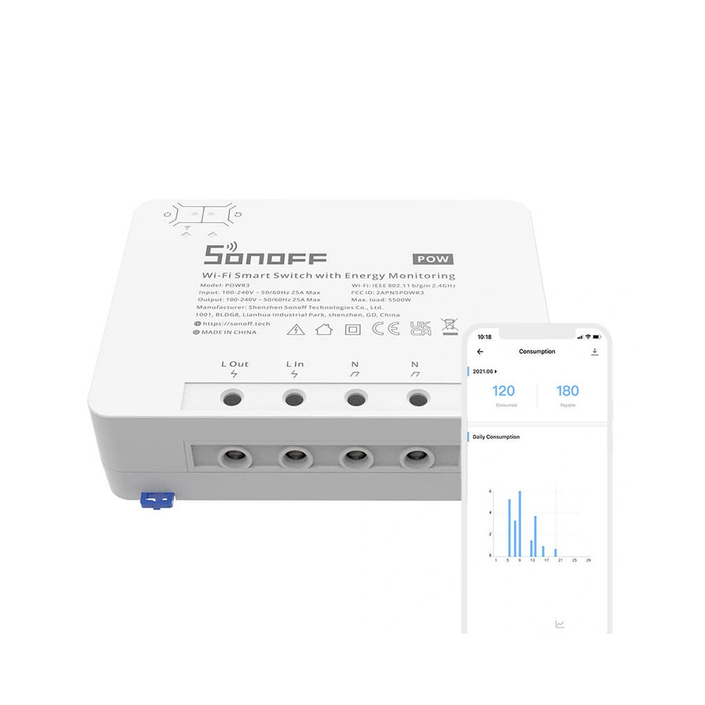 Hurtownia GSM - Intelligenter WiFi-Schalter Sonoff POWR3 mit hoher Leistung - SNF72 - {ean13} - Hurt