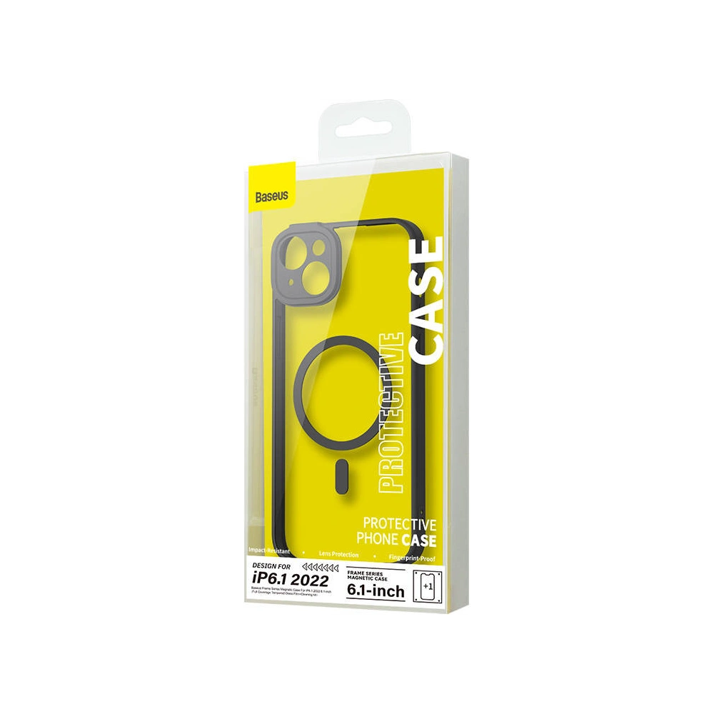 Hurtownia GSM - Set husă + sticlă Baseus Frame MagSafe Apple iPhone 14 (negru) - BSU3918 - {ean13} - Hurt