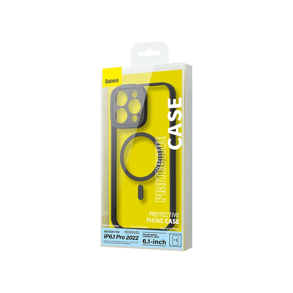 Hurtownia GSM - Sada pouzdra + sklo Baseus Frame MagSafe Apple iPhone 14 Pro (černé) - BSU3919 - {ean13} - Hurt