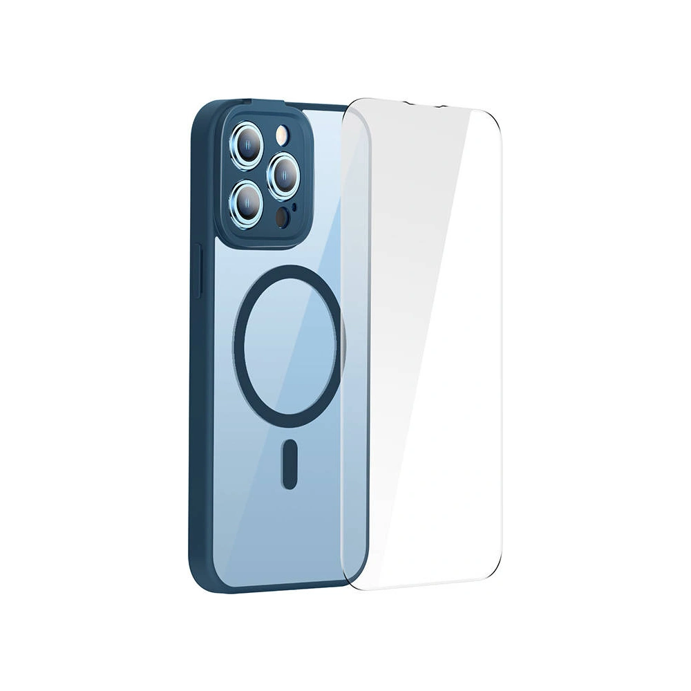 Hurtownia GSM - Sada pouzdra + sklo Baseus Frame MagSafe Apple iPhone 14 Pro Max (modrý) - BSU3920 - {ean13} - Hurt