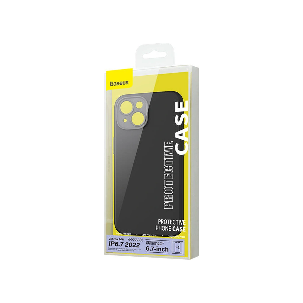Hurtownia GSM - Tok + üveg Baseus Liquid Silica MagSafe Apple iPhone 14 Plus / 15 Plus (fekete) - BSU3922 - {ean13} - Hurt