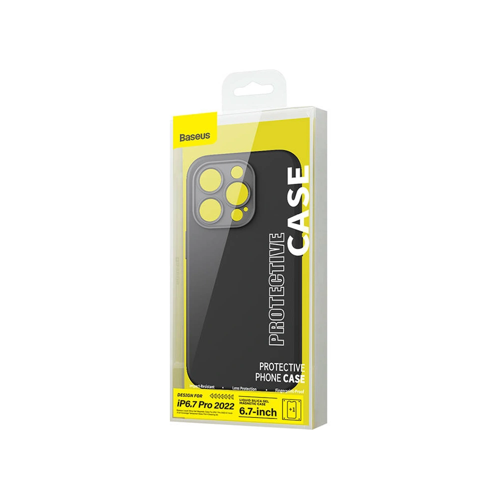 Hurtownia GSM - Set mit Hülle + Glas Baseus Liquid Silica MagSafe Apple iPhone 14 Pro Max (schwarz) - BSU3923 - {ean13} - Hurt