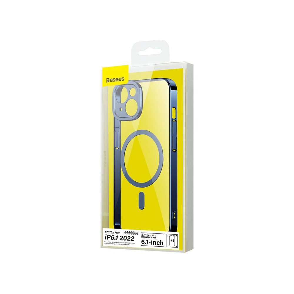 Hurtownia GSM - Sada pouzdro + sklo Baseus Glitter MagSafe Apple iPhone 14 (modrá) - BSU3929 - {ean13} - Hurt