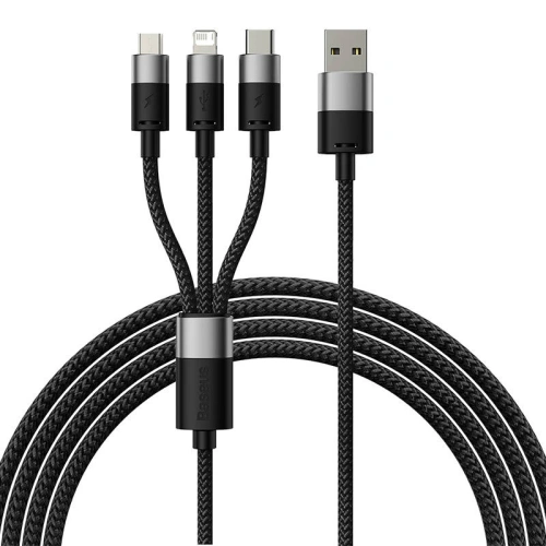 Kabel Baseus StarSpeed 3w1 USB-A/USB-C - micro USB - Lightning, 3,5A, 1.2m (czarny)