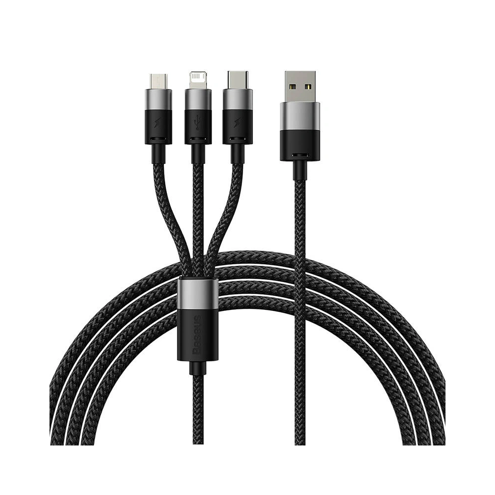 Hurtownia GSM - Kabel Baseus StarSpeed 3w1 USB-A/USB-C - micro USB - Lightning, 3,5A, 1.2m (černý) - BSU3937 - {ean13} - Hurt