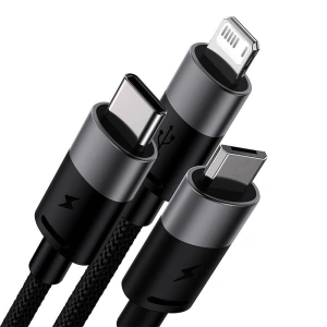 Hurtownia GSM - Kábel Baseus StarSpeed 3w1 USB-A/USB-C - micro USB - Lightning, 3,5A, 1.2m (fekete) - BSU3937 - {ean13} - Hurt