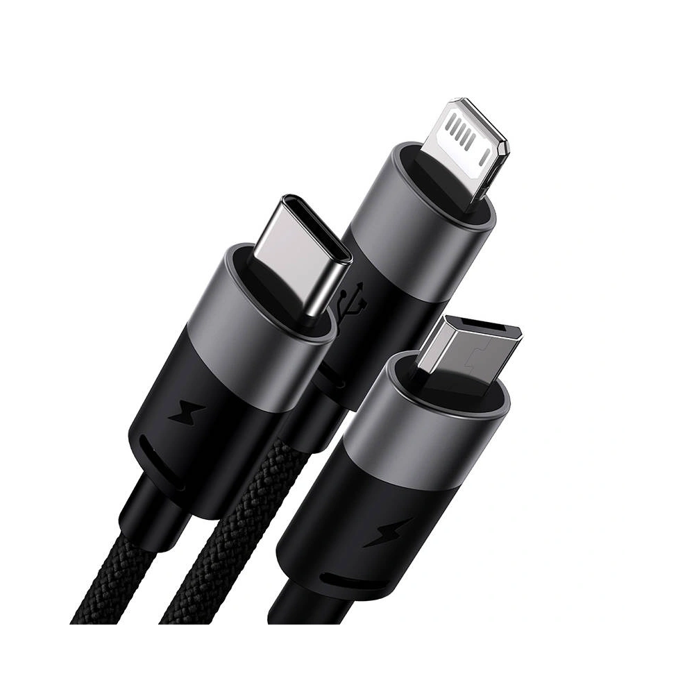 Wholesale Baseus StarSpeed 3in1 USB-A/USB-C - micro USB - Lightning Cable 3,5A, 1.2m (black) - BSU3937 - {ean13} - Hurt