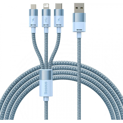 Baseus Distributor - 6932172622275 - BSU3938 - Baseus StarSpeed 3in1 USB-A/USB-C - micro USB - Lightning Cable 3,5A, 1.2m (blue) - B2B homescreen