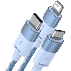 Hurtownia GSM - Kábel Baseus StarSpeed 3w1 USB-A/USB-C - micro USB - Lightning, 3,5A, 1.2m (kék) - BSU3938 - {ean13} - Hurt