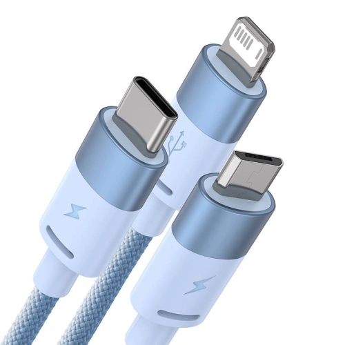 Kabel Baseus StarSpeed 3w1 USB-A/USB-C - micro USB - Lightning, 3,5A, 1.2m (niebieski)