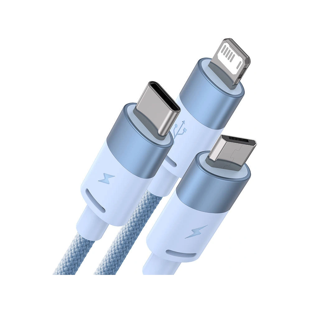 Hurtownia GSM - Kabel Baseus StarSpeed 3w1 USB-A/USB-C - micro USB - Lightning, 3,5A, 1.2m (modrý) - BSU3938 - {ean13} - Hurt