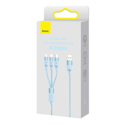 Kabel Baseus StarSpeed 3w1 USB-A/USB-C - micro USB - Lightning, 3,5A, 1.2m (niebieski)