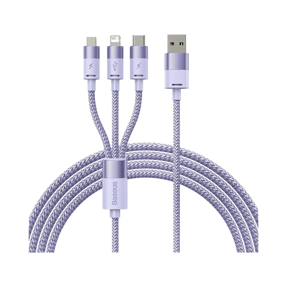 Hurtownia GSM - Kabel Baseus StarSpeed 3w1 USB-A/USB-C - micro USB - Lightning, 3,5A, 1.2m (fialový) - BSU3939 - {ean13} - Hurt