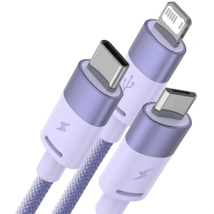 Hurtownia GSM - Kábel Baseus StarSpeed 3w1 USB-A/USB-C - micro USB - Lightning, 3,5A, 1.2m (lila) - BSU3939 - {ean13} - Hurt