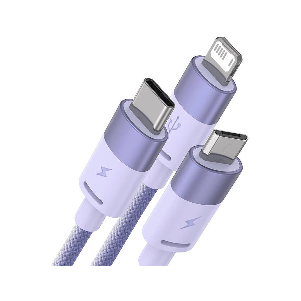 Hurtownia GSM - Kabel Baseus StarSpeed 3w1 USB-A/USB-C - micro USB - Lightning, 3,5A, 1.2m (fialový) - BSU3939 - {ean13} - Hurt
