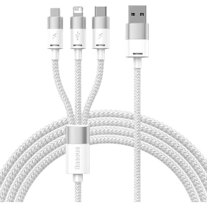 Hurtownia GSM - Kábel Baseus StarSpeed 3w1 USB-A/USB-C - micro USB - Lightning, 3,5A, 1.2m (fehér) - BSU3940 - {ean13} - Hurt