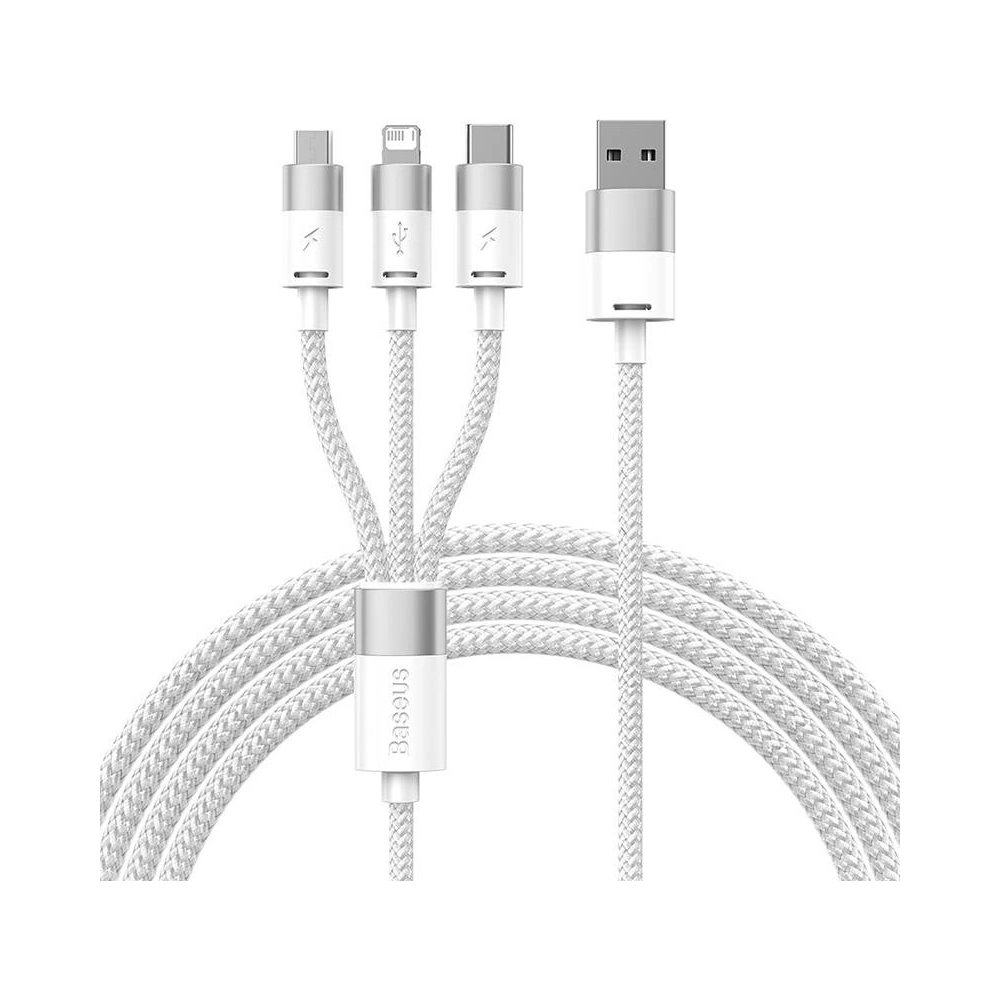 Hurtownia GSM - Kábel Baseus StarSpeed 3w1 USB-A/USB-C - micro USB - Lightning, 3,5A, 1.2m (fehér) - BSU3940 - {ean13} - Hurt
