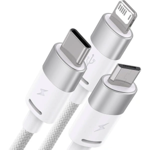 Hurtownia GSM - Kábel Baseus StarSpeed 3w1 USB-A/USB-C - micro USB - Lightning, 3,5A, 1.2m (fehér) - BSU3940 - {ean13} - Hurt