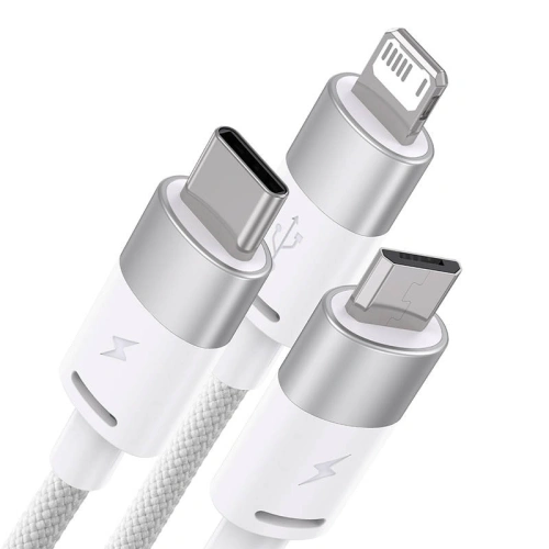 Kabel Baseus StarSpeed 3w1 USB-A/USB-C - micro USB - Lightning, 3,5A, 1.2m (biały)