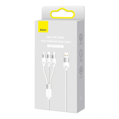 Kabel Baseus StarSpeed 3w1 USB-A/USB-C - micro USB - Lightning, 3,5A, 1.2m (biały)