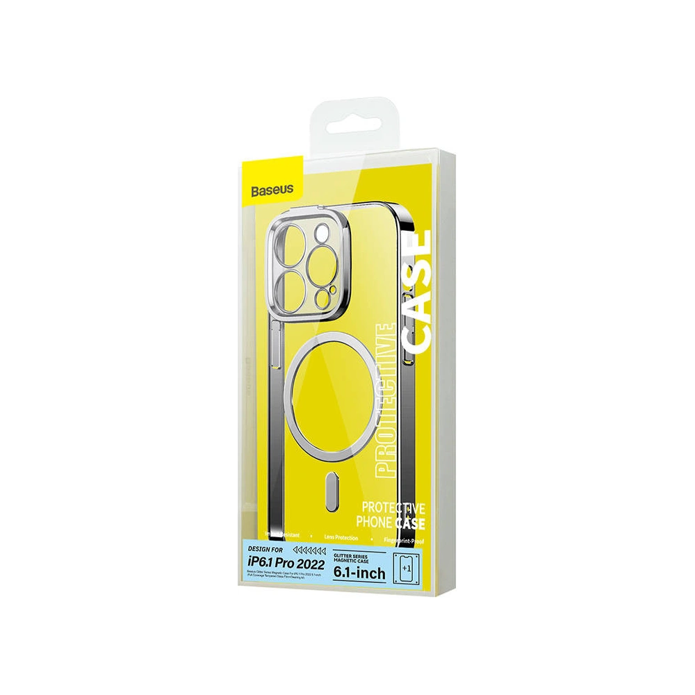 Hurtownia GSM - Set mit Hülle + Glas Baseus Glitter MagSafe Apple iPhone 14 Pro (silber) - BSU3945 - {ean13} - Hurt