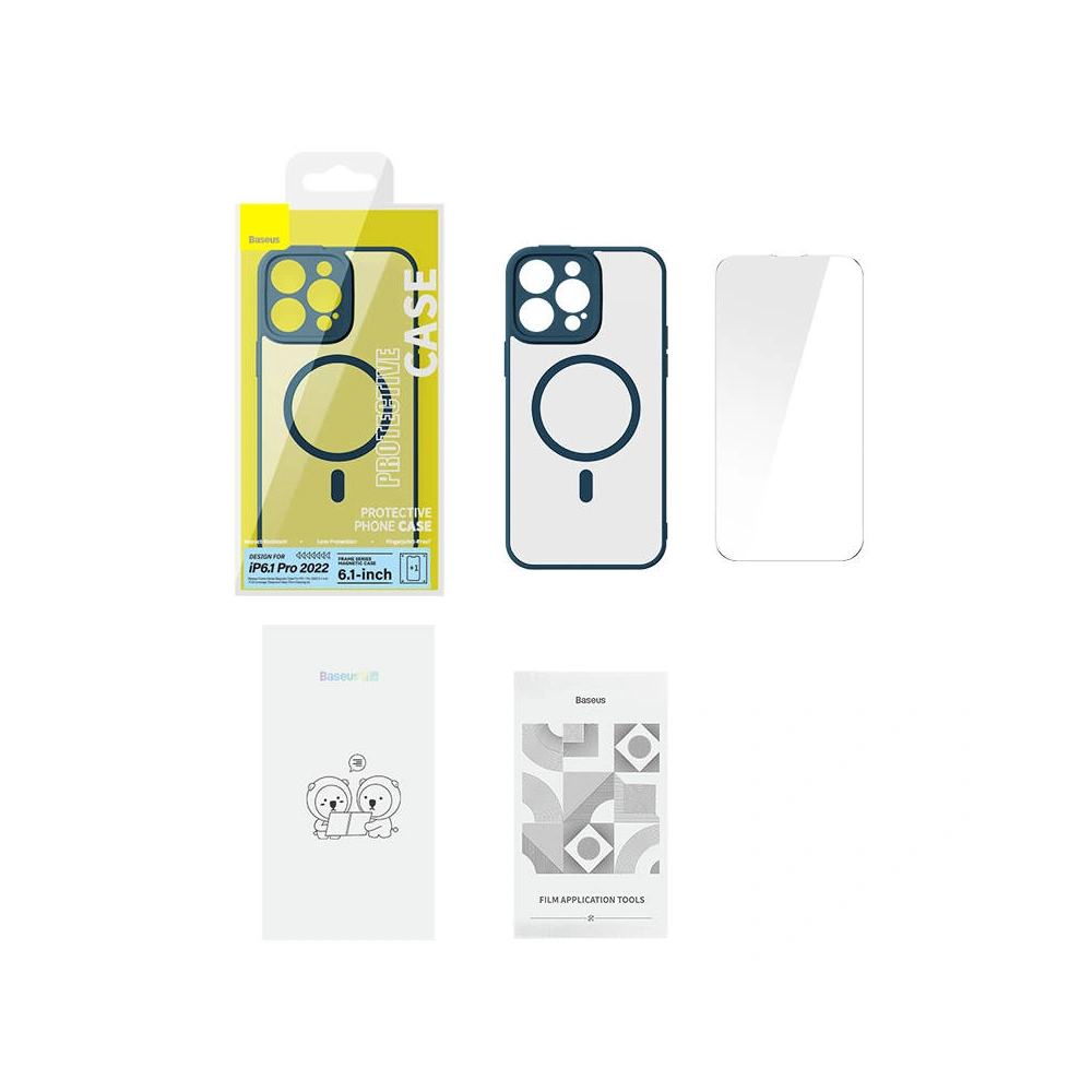 Wholesale Baseus Frame MagSafe Case + Glass Apple iPhone 14 Pro (blue) - BSU3957 - {ean13} - Hurt