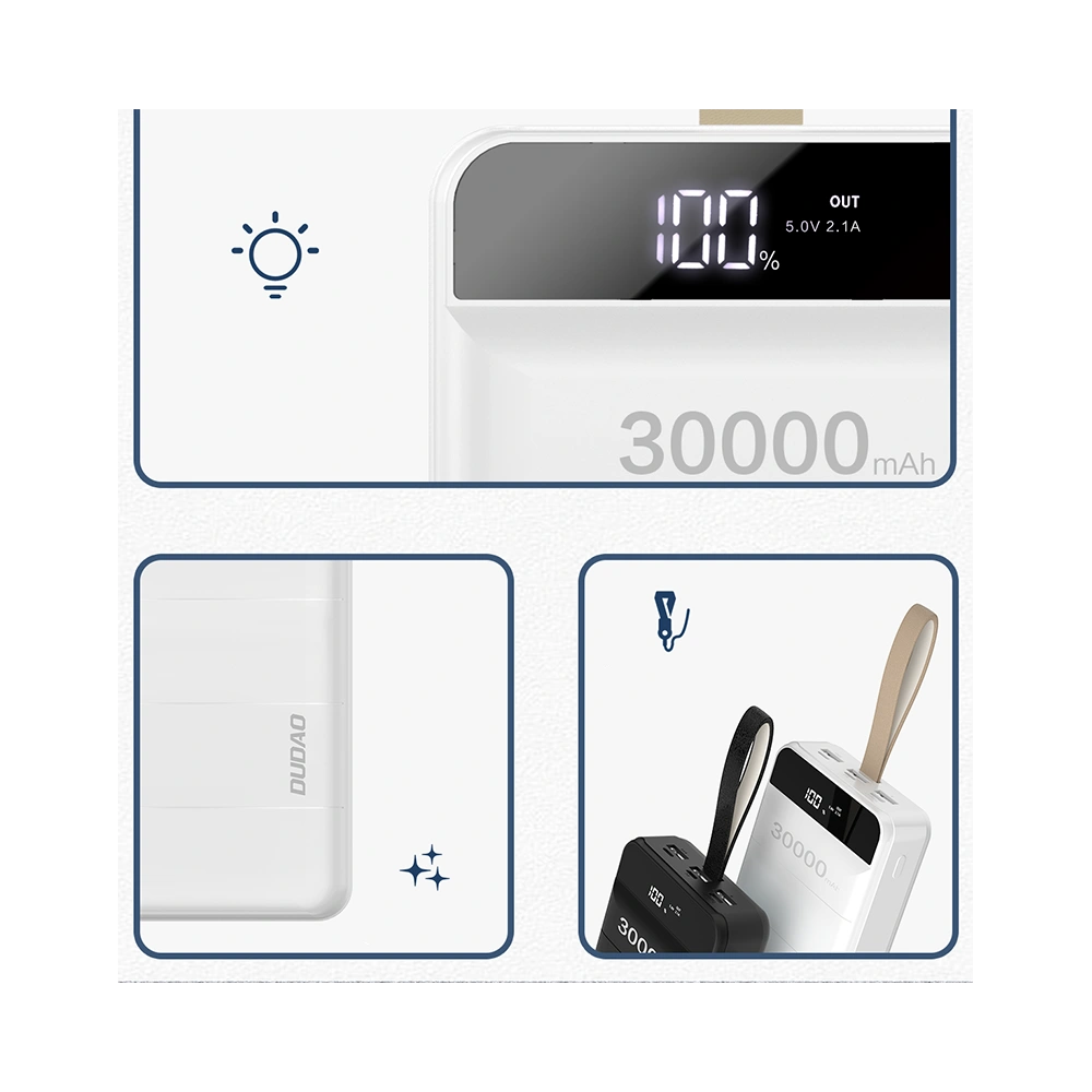 Hurtownia GSM - [OUTLET] Powerbank Dudao 30000mAh 3xUSB LED lámpa fehér (K8s+) - OT-426 - {ean13} - Hurt