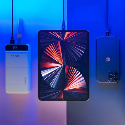 [OUTLET] Powerbank Dudao 30000mAh 3xUSB lampka LED biały (K8s+)
