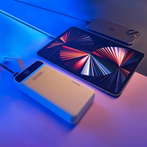 [OUTLET] Powerbank Dudao 30000mAh 3xUSB lampka LED biały (K8s+)