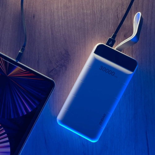 [OUTLET] Powerbank Dudao 30000mAh 3xUSB lampka LED biały (K8s+)