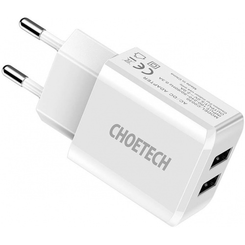 Choetech Distributor - 6971824972191 - CHT20 - Choetech C0030 Wall Charger, 2A, 2xUSB (white) - B2B homescreen